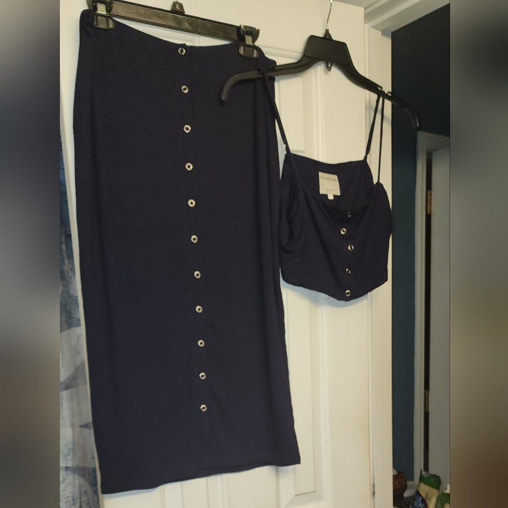 Privacy Please Navy Skirt Set